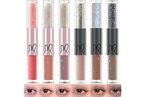 SITOVELY Double Terminé Mat & Paillettes Ensemble de fards à paupières liquides, Ombre à paupières brillante longue durée, liquid eyeshadow maquillage à paupières métallique étincelant et étincelant (A+B)