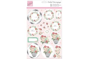 DOCRAFTS Anita's A4 Flowers For Mum Coloured Foiled Decoupage Sheet, Accessories Supplies For Craft, Paper Craft, Scrapbooking, Card Making, Origami, Ideal for Adult Craft, Adds A Textured Pattern To Crafts