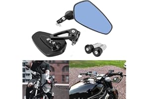 LKV Retroviseur Moto Embout De Guidon, 7/8" 22mm Aluminium Rétroviseur Latéraux Moto Universel Arrière pour MT07 MT09 MT10 Z650 Z750 Z900 Z1000 CB125