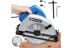 ZHANGE Circular Wood Saw, 900W Heavy Duty 180mm Compact Multi Circular Saw Building Power Handheld Tool Wood Tile Metal Adjustable 45° Bevel Angle Blade Guide Thicken Base