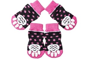 Akopawon 4 pezzi Calzini antiscivolo per cani e gatti Proteggi zampe Calzini controllo trazione per interni, Calze per cuccioli cane e gatto con rinforzo in gomma,Taglia S - 3XL Per cani 1.0-22.5kg