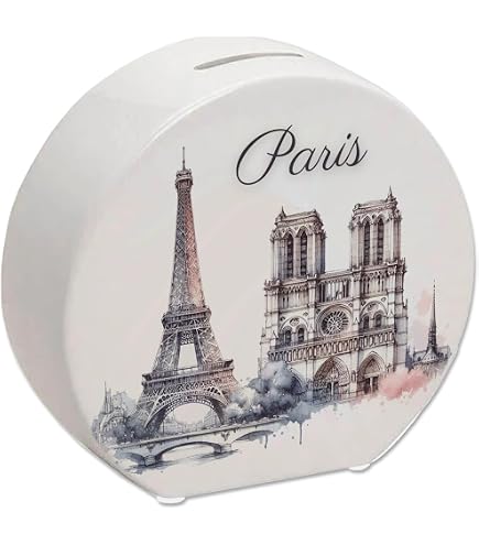 DIYthinker Spardose 'Eiffelturm Paris' – 9 Cm Hoch, 8 Cm Ø, Aus Keramik, Mit Gummistopfen