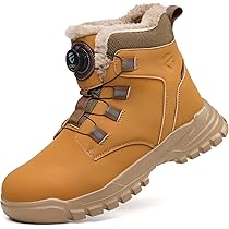 KOIFISH Winter Werkschoenen Heren Dames Hoog Veiligheidsschoenen Lichtgewicht Antislip Werklaarzen met Stalen Neus Veiligheidslaarzen Grijs 44