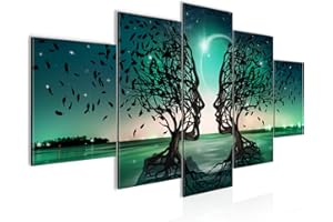 Runa Art - Quadri Amanti 200 x 100 cm 5 Pezzi XXL Decorazione Murale Design Turchese 044851a
