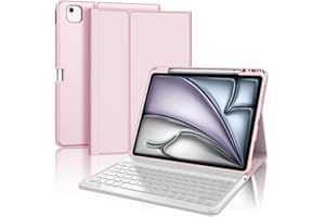 SENGBIRCH Funda Teclado para iPad Air 13 Pulgadas 2025 M3/2024 M2, Bluetooth Desmontable, Español Ñ Teclado para iPad Air 13 M3/M2 2025/2024, Rosa Claro