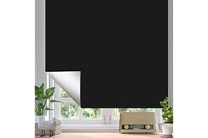 JAUNIQ Roleta zaciemniająca, 299 x 145 cm, 100% zaciemniająca zasłona do każdego okna przycięta na wymiar, 20 x samoprzylepne zapięcia, bez wiercenia, zasłony zaciemniające do sypialni, pokoju dziecięcego,