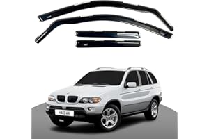 Haibak Windabweiser-Set, kompatibel mit BMW X5 E53 MK1 2000–2006, 5-Türer, SUV, getönt, 4 Stück in Kanalmontage