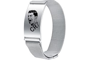 AITENME CR7 Bracelet pour Homme Cristiano Ronaldo FootballStar Design en Acier Inoxydable Bracelet Personnalisé Réglable Homme Bijoux Meilleur Cadeau pour les Fans de Football