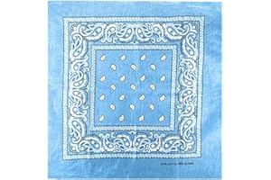 JOPHY & CO. Bandana 100% algodón unisex con estampado de cachemira y color liso, pañuelo bufanda para el pelo/cuello/muñeca/cabeza, COD.644