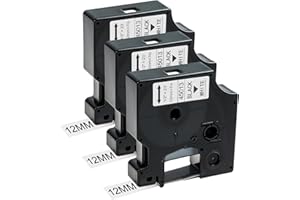 THBOXES 3 Stücke Etikettenband, Schriftbänder 45013 Kompatibel mit Dymo D1 Letratag 12mm x 7m Etiketten Selbstklebend Schwarz auf Weiß für LabelManager 150 160 210D 280 350 420P LabelPoint 150 350