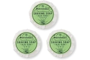 STÖRTEBEKKER SHAVING ACCESSORIES Jabón de Afeitar Aloe Vera - Jabón hecho a mano para una espuma de afeitar muy abundante - Perfecto para el afeitado con navaja y maquinilla de afeitar - Jabón de afeitar vegan para mujeres y hombres