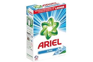 PROCTER & GAMBLE Ariel Lessive Poudre, 39 Lavages, Alpine, Élimine Les Taches Incrustées, Même Après 7 Jours, Impeccable Même En Cycle Court Et À Froid, Fabriqué En France