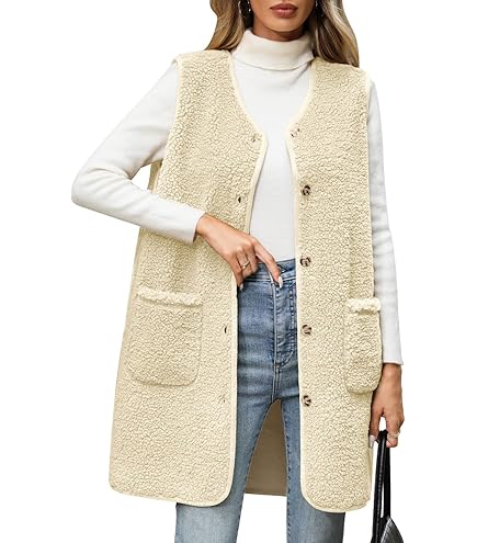 Gilet Da Donna,Gilet In Pile Da Donna Caldo Comodo Blu Giacca Senza Maniche Gilet In Pile Teddy Con Bottoni Scaldamuscoli Da Donna Regalo Di Natale Per L'Escursionismo In Campeggio All'Aperto,S