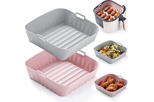 PIPIRUEW 2 Stück Silikonform Heißluftfritteuse Zubehör 21cm Airfryer Silikonform für COSORI Philips Cecotec 5 7L, Hitzebeständig Einfache Reinigung