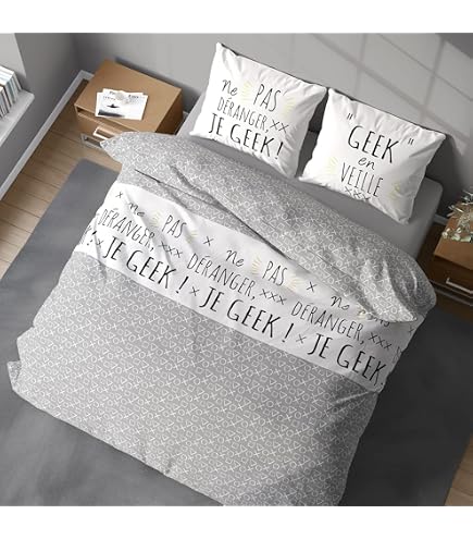 Parure Housse de Couette en Minecraft - 1 Housse de Couette 240 X 220 Cm + 2 taies d'oreiller 65 X 65 cm- 100% Coton