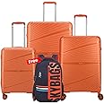 Skybags Polypropylene (Pp) Set Of 3 (Small, Medium & Large) Hardshell Suitcase (55+66+77 Cm) | Luggage With 8 Spinner Wheels,Ultra Light Weight,Trending Colour Trolley Bags (Orange)