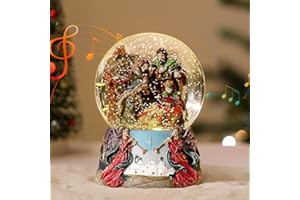 Lewondr Globo de Nieve Navideño, Globo Cristal Alimentación por Pilas, La Escena del Nacimiento de Jesús con Copos Nieve, Linterna Nieve Decoración de Navidad para el Hogar Dormitorio Chimenea
