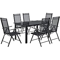 ArtLife Aluminium Gartengarnitur Milano | Gartenmöbel Set mit Tisch und 6 Stühlen | dunkel-grau mit schwarzer Kunstfaser…