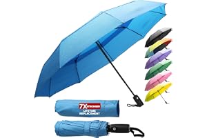 Compact Travel Umbrella - Small Backpack & Purse Umbrellas, Automatic Umbrellas, Umbrella, Windproof, Reinforced Fiberglass R