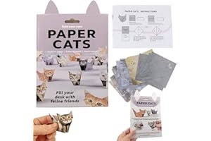 ZGGZHEIM Kit de Papier Chats Origami DIY,50 Feuilles Papier Origami Chat 3D à Plier,Activité Créative pour Adultes,Bricolage en Papier pour Chat,Décoration de Bureau et Cadeau pour Amoureux des Cha des Chats