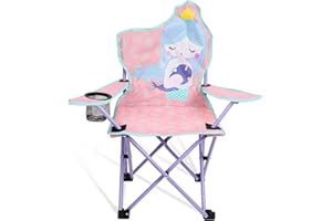 Meng Jiaran Kids Camping Chair, Mermaid Kids Folding Chair with Cup Holder & Carry Bag, Childrens Durable Lightweight Foldable Garden Beach Seat for Camping Beach Outdoor
