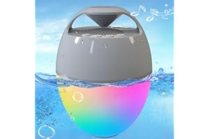 KingSom Enceintes Bluetooth Portable avec des Lumières Colorées, IP68 Étanche Flottant Enceinte Piscine, Son stéréo 360 °, Portée de 85 Pieds Enceinte sans Fil, Étanche Haut-Parleur pour Shower Spa