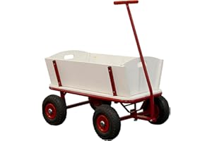 ‎SUNNY Sunny Billy Beach Wagon Bollerwagen in Rot | Elvent Bollerwagen aus Holz mit Luftreifen | Belastbar bis 100 kg | 94x61x97cm