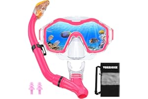 VUENICEE Maschera Snorkeling Bambini Set, Maschera Da Snorkeling Con Maschera e Boccaglio, Maschera Subacquea Anti-Fog & Anti-Perdite Panoramica 180° Per Ragazzi e Ragazze Dai 5 Ai 12 Anni, Snorkel Set
