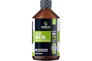 Pure C8 MCT Oil - 500ml | 4X More Ketones for Keto Diet & Fasting | Safe & Premium Lab Tested 99.7% Purity | Made from 100% Sustainable Coconuts | Vegan Friendly & Gluten-Free | STERLING NUTRITION
