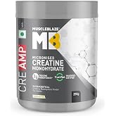 MuscleBlaze Micronised Creatine Monohydrate CreAMP Powder, Unflavoured (80 Servings, 250g) | Trustified Certified Creatine