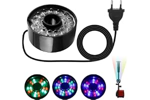 Porfoyo LED-ring fontänljus, LED-ring dammpumpar färgläge med 7 färger, färgglad färgväxlande ringformad fontänlampa med 2,91 m kabel för pooler, fontän och sjöar