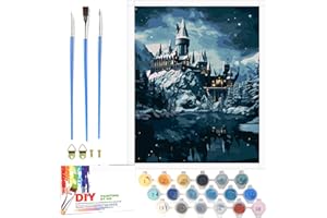 LAISU Malen Nach Zahlen für Erwachsene und Junior Anfänger, 40x50cm Hary Pote Hogwas Zauberschule Painting Bastelset mit Leinwand Pinseln Acrylfarben, Große DIY Gemälde Kit für Home Deko Geschenke