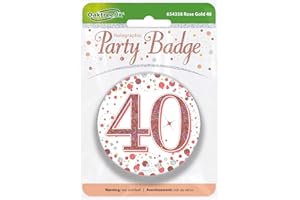 OakTree 3" Badge 40th Birthday Sparkling Fizz Rose Gold Holographic
