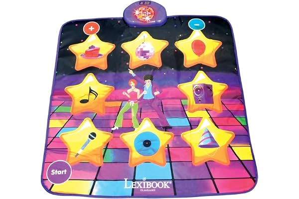 Lexibook, Tapis de Danse électronique, Touches Lumineuses, Enceinte intégrée, Violet/Jaune, DM10