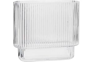 KAYLETIN Vaso a coste, vaso in vetro scanalato per tulipani, vasi in vetro per fiori, vasi moderni trasparenti per compleanni, matrimoni, inaugurazione della casa, anniversario, fidanzamento, 18 cm