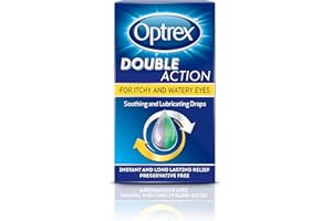 Optrex Eye Drops For Itchy And Watery Eyes, 10ml, Eye Drops, Itchy Eye Drops, Watery Eyes Treatment, Soothes Itchy Eyes , Long-Lasting, Double Action, Medication, Eyes
