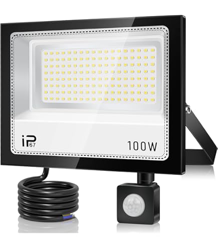YIQIBRO Led-spot met bewegingsmelder, voor buiten, 100 W, 2 YIQIBRO Led-spot met bewegingsmelder, voor buiten, 100 W, 2