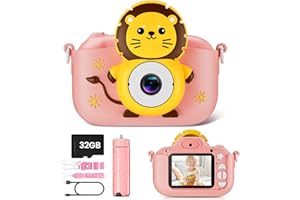 DIAMOOKY Appareil Photo Enfant, Appareils Photos Numériques pour Enfants 1080P HD 2.0 Pouces, Mini Camera Enfant avec 32GB Carte, Caméra Vidéo pour Enfant de 3 à 12 Ans de Cadeau Jouet