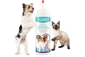 Runsmooth Polvo para desplumar 30 g, Polvo Limpiador oídos para Mascotas, Polvo Profesional fácil Usar para Limpiar Las Orejas Perros y Gatos Reduce el Movimiento la Cabeza