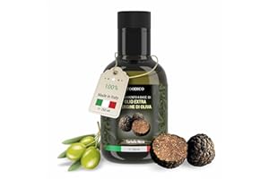 ‎FOODICO Foodico Trüffelöl – Italienisches Olivenöl Extra Vergine mit schwarzem Trüffel | Kaltgepresst & intensiv im Geschmack | Gourmetöl für Pasta, Fleisch & Risotto | 250 ml Glasflasche