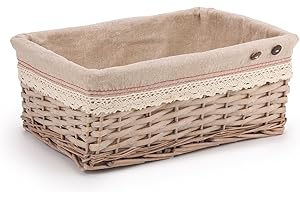 Woodluv Storage Baskets, Storage baskets for shelves Woven, Wicker Storage Boxes Medium, Storage Organiser Basket 38 x 25 x 15 (H) cm