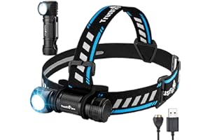 TrustFire Linterna Frontal, Linterna Frontal Led Recargable MC18 1200 Lumen Impermeable, 5 Modos de Luz para Jogging, Pescar,Pasear al Perro,Trabajo