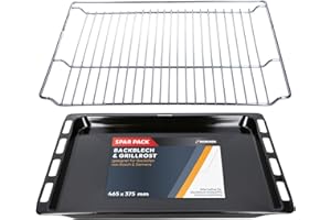 ‎KENEKOS Kenekos - SET Backblech 465 x 375 x 26 mm & Grillrost 465x375 mm kompatibel mit Bosch Siemens Backofen 17008354, 00662999 Gitterrost 00574876, emailiert, ausziehbar, Fettpfanne Kuchenblech Pizzablech