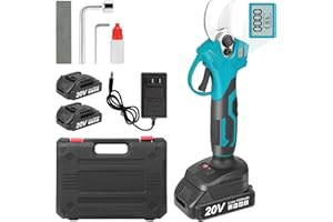 LUQIXCEY Professionelle Akku Astschere, Elektrische Gartenschere mit 2x 20V 1500mAh Akkus, LCD-Anzeige, Bürstenloser Motor, Max.30mm Schnittdurchmesser, SK5 Klingen, Elektrische Baumschere für Gartenarbeit