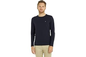 Tommy Hilfiger Męska koszulka z długim rękawem Stretch Slim Fit Long Sleeve Tee z okrągłym dekoltem
