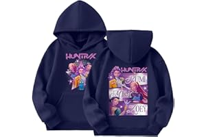 Générique Sweat à Capuche Fille K-Kpop D-Demon Hunter Merch Imprimés K-Pop Demons Hunters Huntrix Huntr/X Rumi Mira Zoey Pull à Manches Longues Décontractés Hoodie Witch Hauts