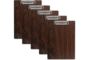 GUOKOFF 5 Pièces En Bois Porte-bloc A4 avec Pince, Clipboard A4, Porte Bloc A4 Avec Pince, Planchettes à Pince pour Papier d'écriture Memo des Dossiers, Porte Document A4 Avec Clip, Marron