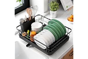 Kitsure Abtropfgestell Geschirr, platzsparender Abtropfgestell, Geschirrständer für die Küchentheke, langlebiger Küchen-Trockenständer aus Edelstahl mit Besteckhalter, Trockenständer für Geschirr