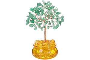 Jovivi Green Aventurine Crystal Tree Healing Crystals Gemstones Tree of life Spiritual Crystal Gifts for Women,Money Tree Feng Shui Ornament With Golden Cornucopia Base For Lucky Wealth Prosperity