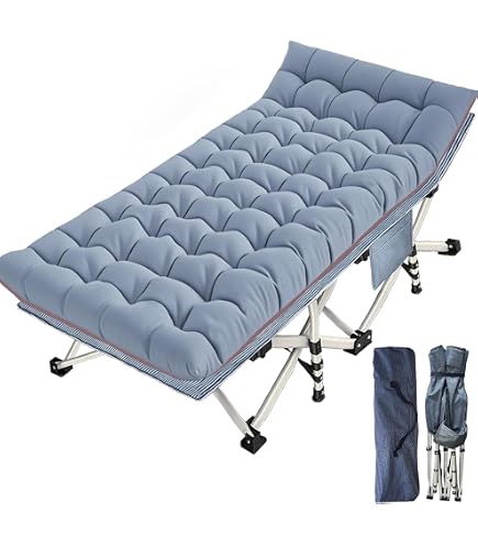 Lit De Camping Giantex Pliable – Structure Métal, Capacité 150 Kg, Tissu Oxford Respirant, Pour Intérieur Et Extérieur (bleu)